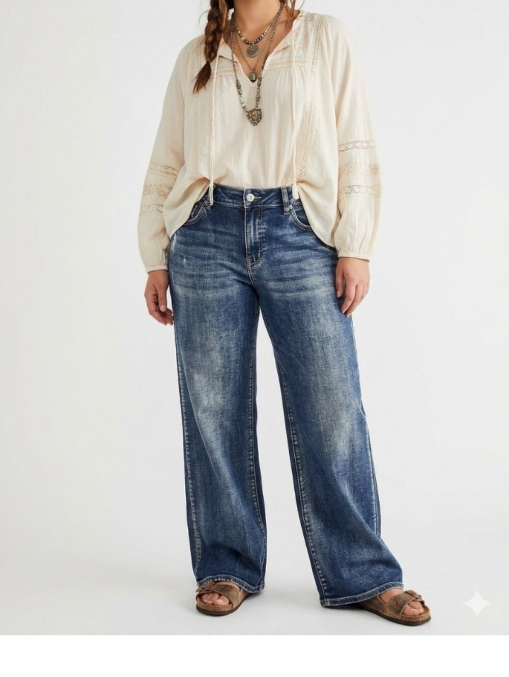 LOVE Soho Relaxed Wide-Leg Denim Jeans in Faded Blue